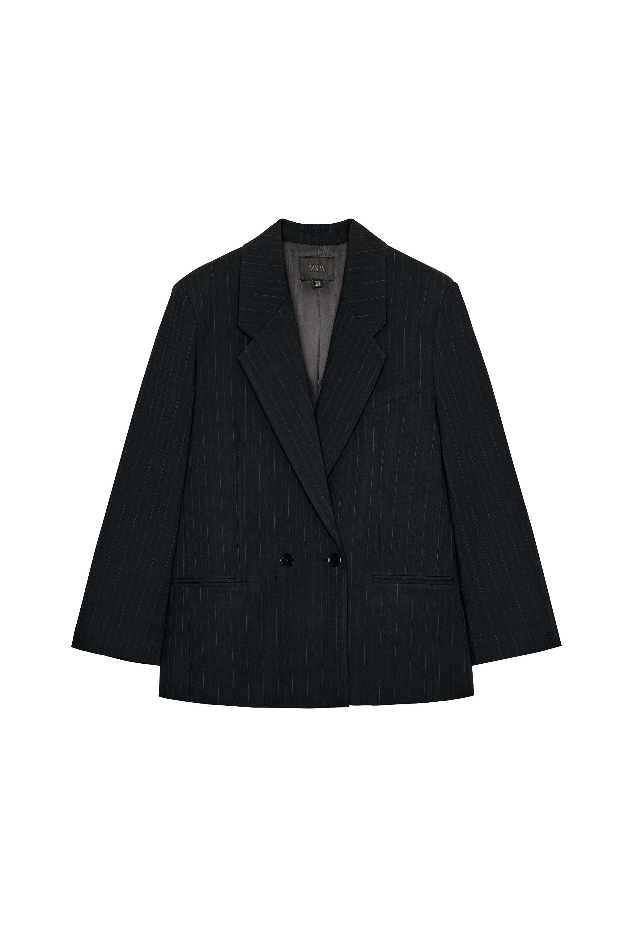オーバーサイズピンストライプ柄ブレザー - ネイビーブルー/ホワイト