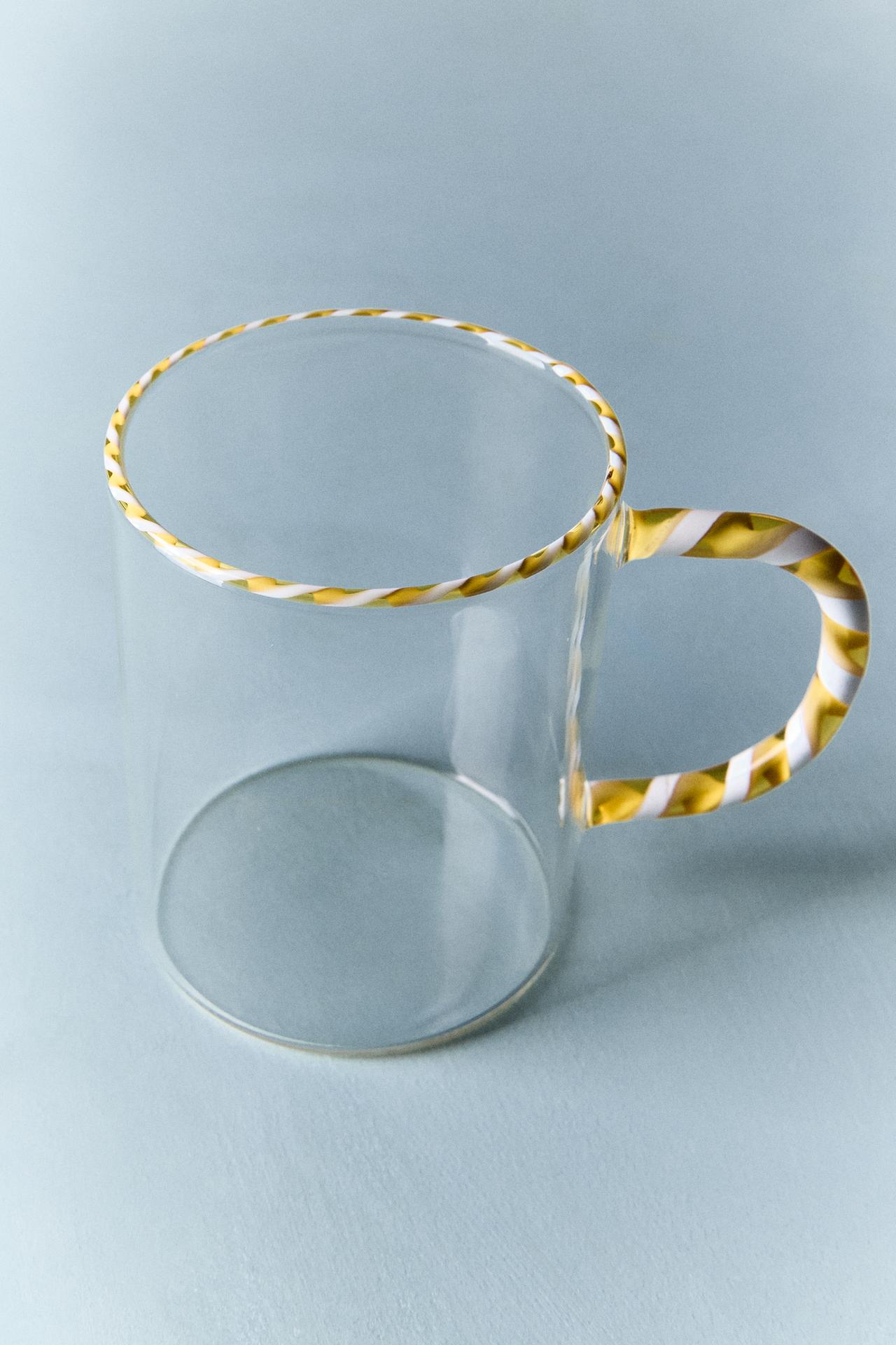 BOROSILICATE MUG WITH HANDLE AND COLOURED RIM - Yellow by Zara