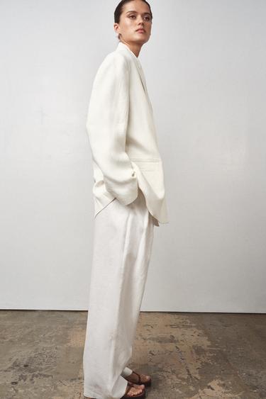 PANTALON 100 % LIN ZW COLLECTION - Blanc de Zara - Image 3