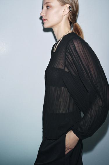 BLOUSE PLISSÉE ZW COLLECTION - Noir de Zara - Image 3