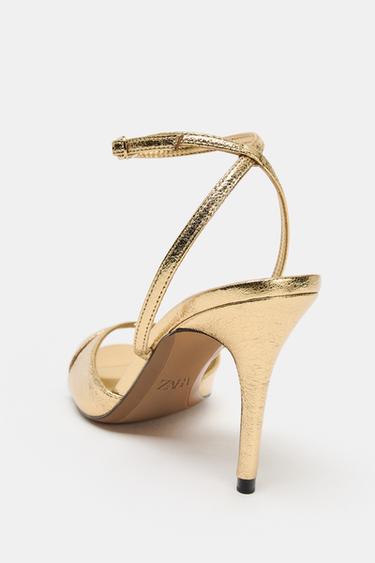 SANDALES À TALONS EFFET MÉTALLISÉ - Or de Zara - Image 5