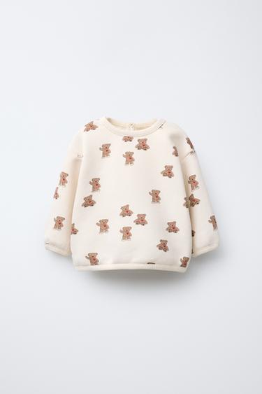 SUDADERA OSITOS CORAZÓN - Crudo claro de Zara