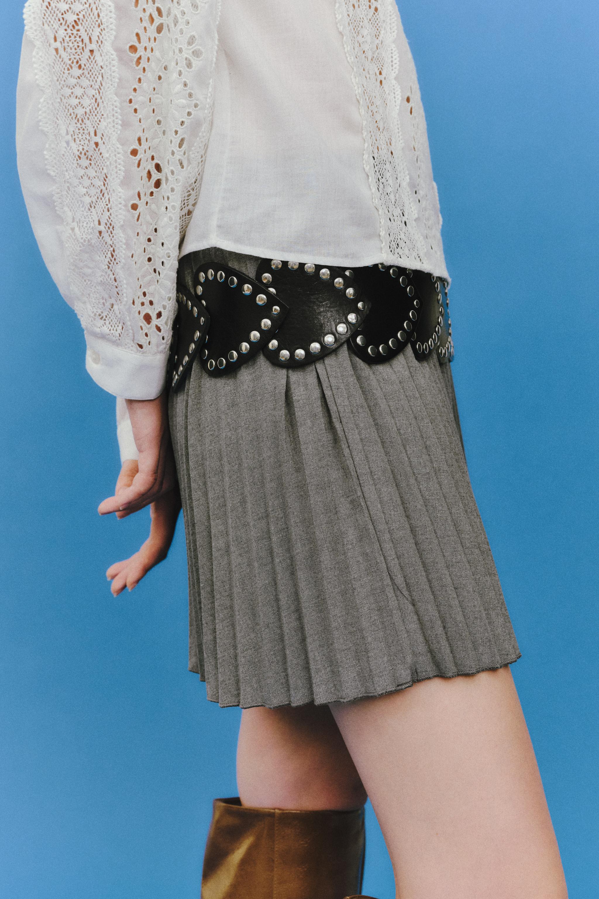 ボックスプリーツ スコート - グレーマール | ZARA Japan / 日本