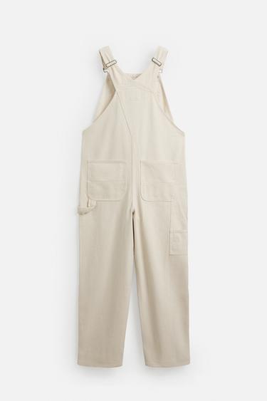 SALOPETTE EN DENIM POCHE DE CHARPENTIER - Écru de Zara - Image 8