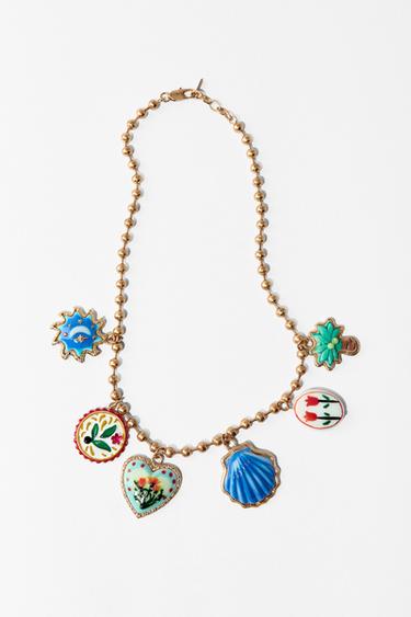 PACK 2 COLARES PALMEIRA FLORES RESINA - Dourado da Zara