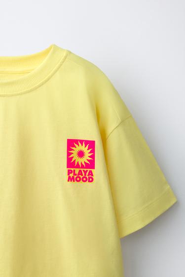 T-SHIRT À INSCRIPTION IMPRIMÉE - Jaune de Zara - Image 2