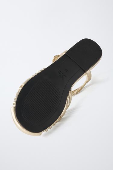 METALLIC STRAPPY CAGE SANDALS - Gold by Zara - Image 6