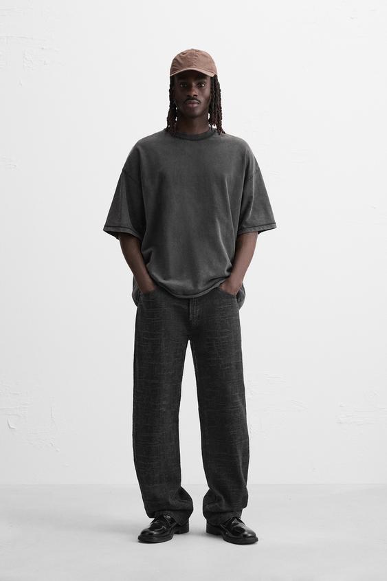 ジャカード バギーフィットジーンズ - ブラック | ZARA Japan / 日本