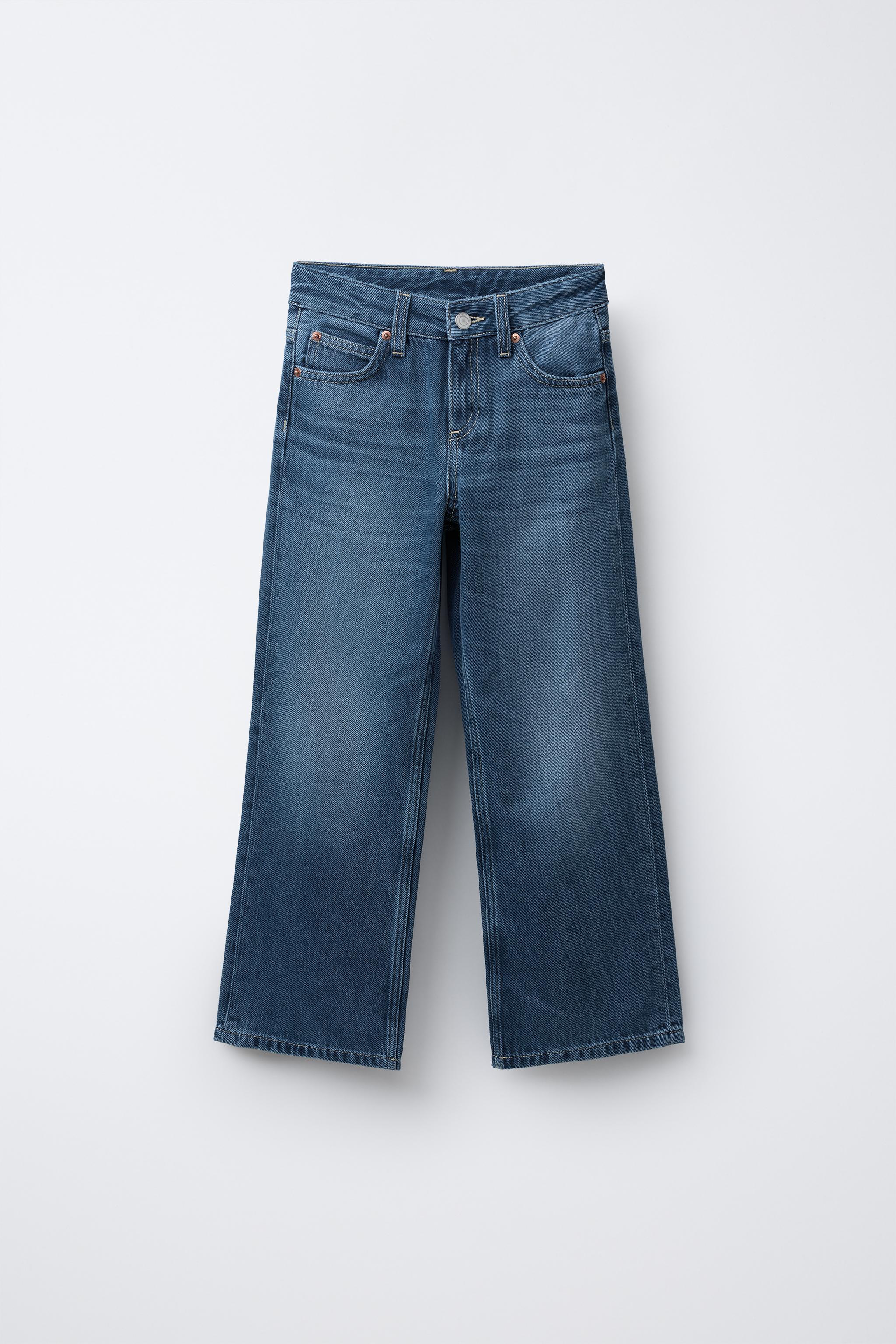 ワイドレッグデニム クロスボタン ダークブルー ワイドレッグジーンズ - 濃青 | ZARA Japan / 日本