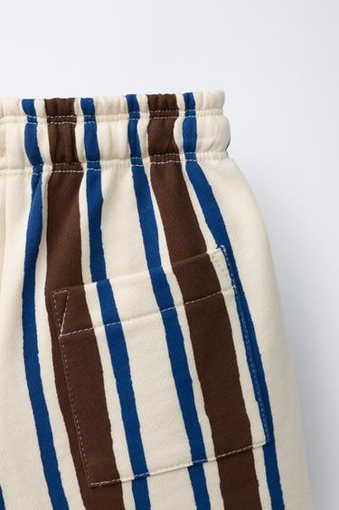 SHORT MOLLETON RAYÉ - Marron-Bleu de Zara - Image 3