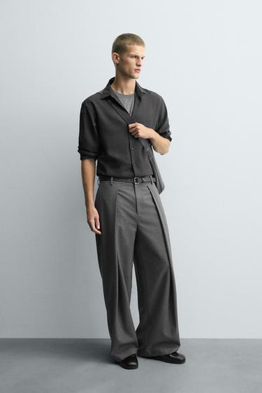 PANTALON COUPE LARGE PLIS - Gris de Zara - Image 3
