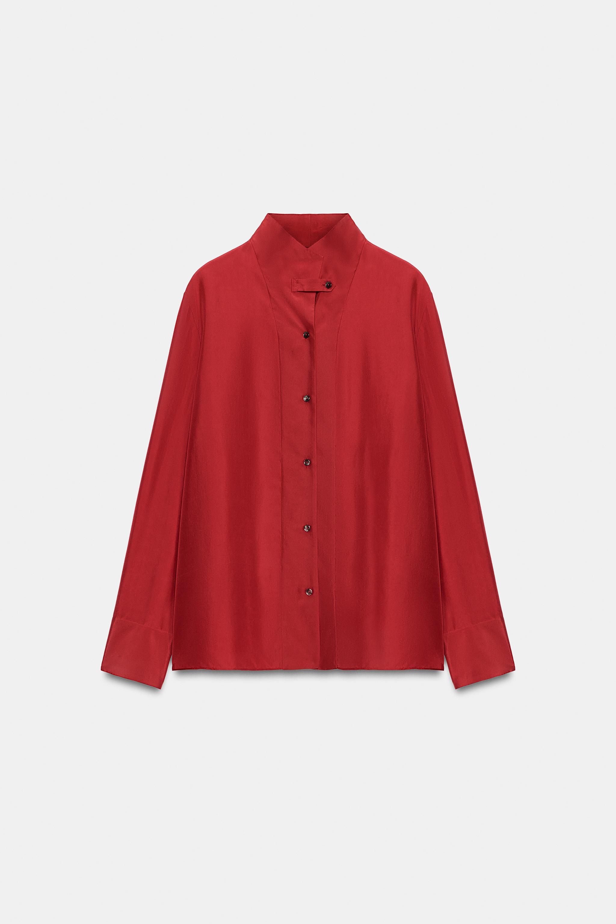 100% SILK ZW COLLECTION SHIRT — Red