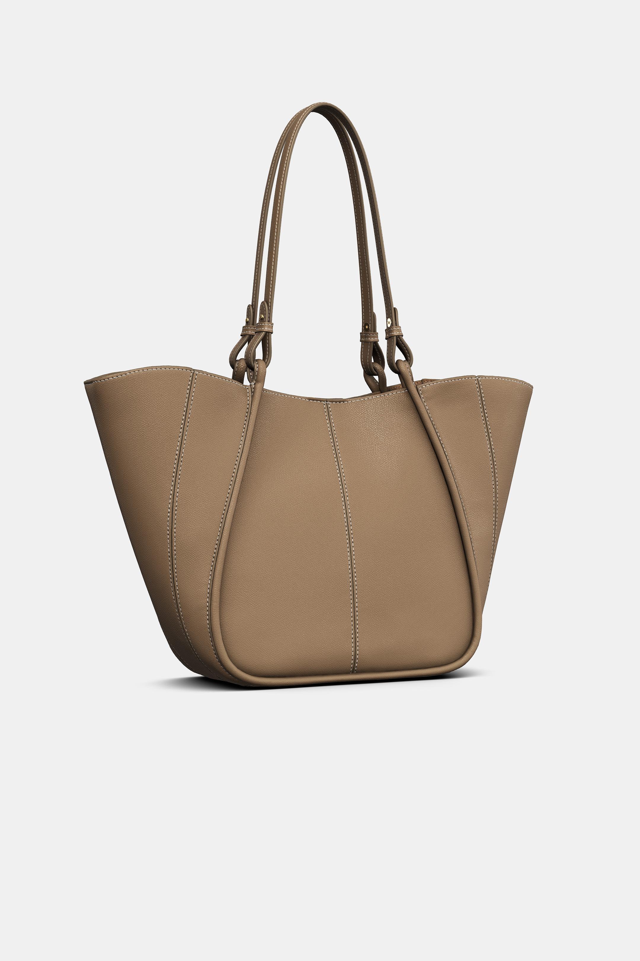 SHOPPER BAG WITH HANDLE DETAIL - Taupe Gray | ZARA United States