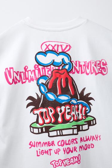 T-SHIRT À IMPRIMÉ VOLCAN - Blanc de Zara - Image 3