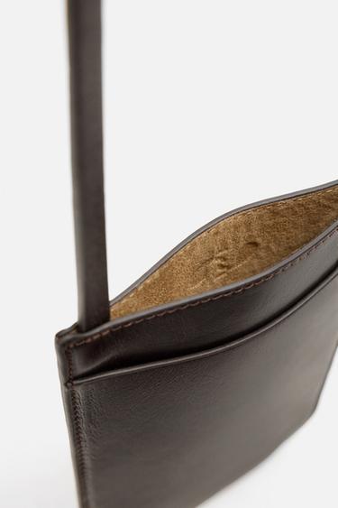LEATHER CROSSBODY BAG - Brown by Zara - Image 3