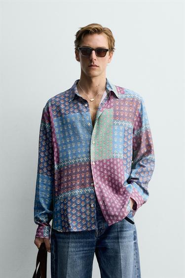 CAMISA RELAXED FIT AMB ESTAMPAT PATCHWORK - Multicolor de Zara