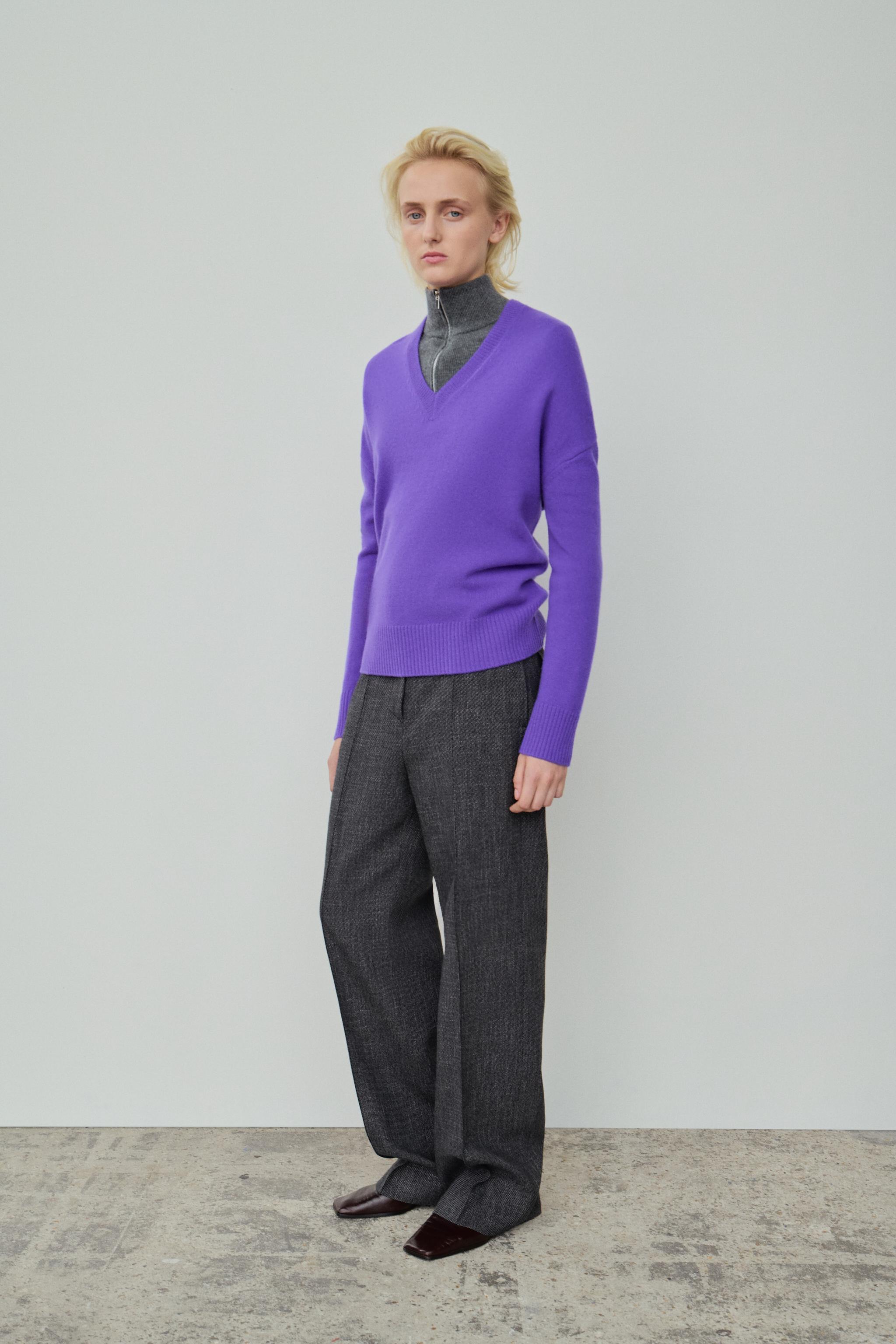 100% WOOL OVERSIZED JUMPER — Violet