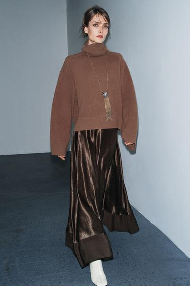 ZW COLLECTION LIMITED EDITION SATIN MIDI SKIRT - Brown by Zara - Image 0