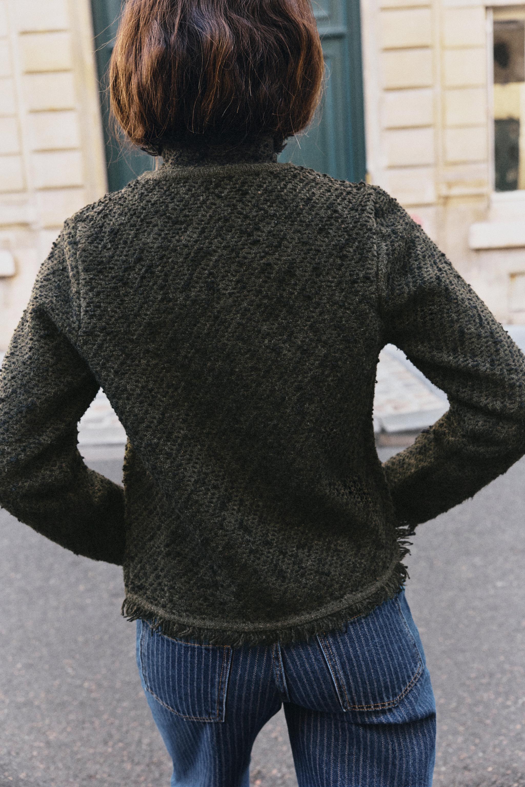 STRUCTURED FRAYED CARDIGAN