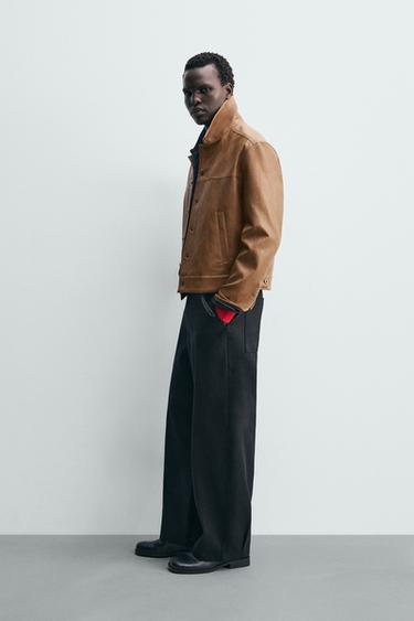 SURCHEMISE REGULAR FIT MATIÈRE SYNTHÉTIQUE - Marron clair de Zara - Image 3