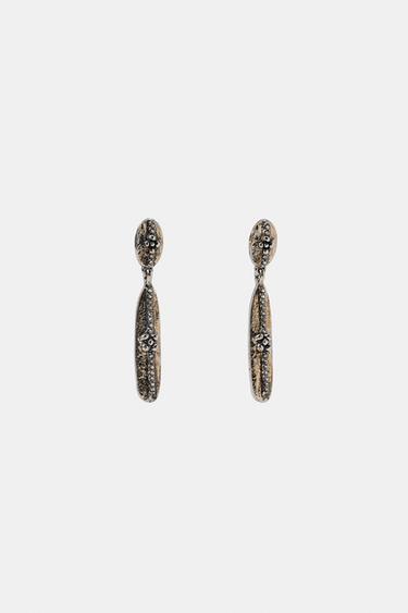 SHINY METAL EARRINGS - Silver by Zara - Image 2