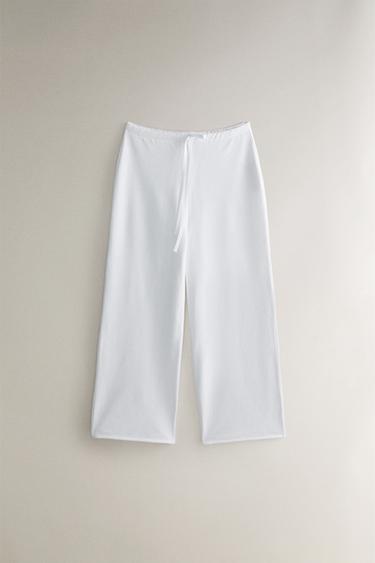 Zara NAPPED PANTS WITH TRIM - White - Image 0
