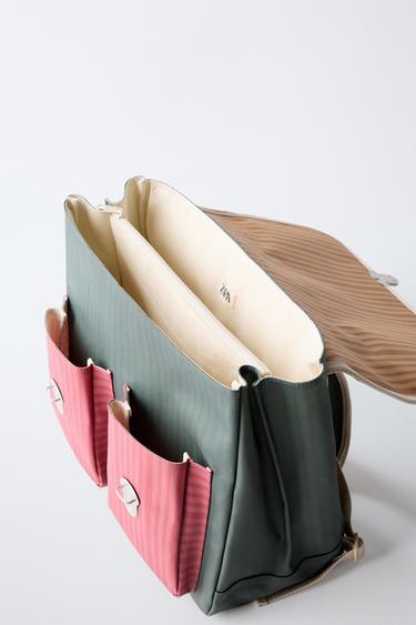 CARTABLE SCOLAIRE RAYURES MULTICOLORE - Vert de Zara - Image 3