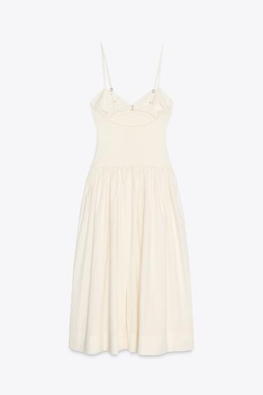 POPLIN CONTRAST DRESS - Ecru by Zara - Image 6
