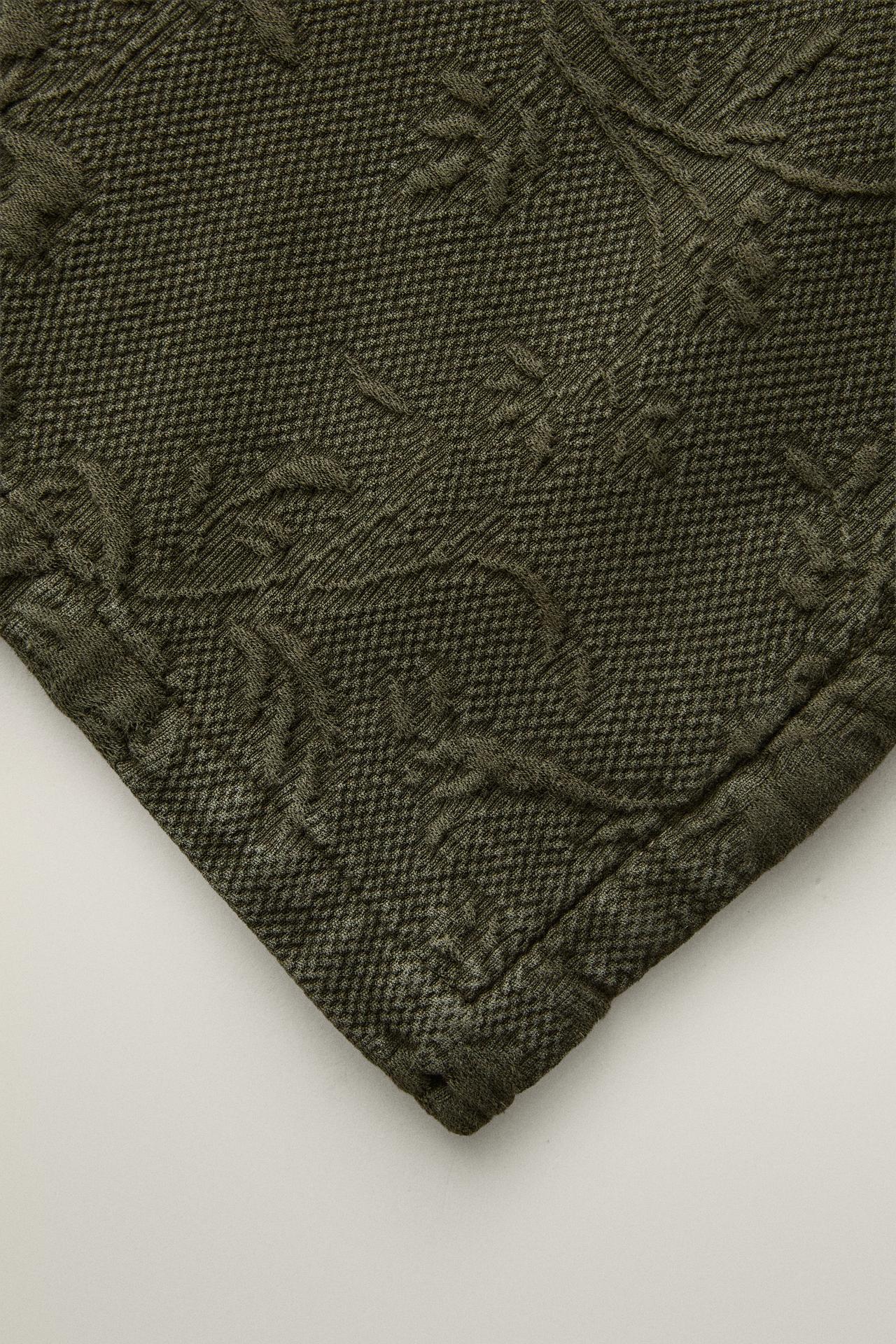 FLORAL JACQUARD COTTON BATH MAT (1100GSM) — Dark green