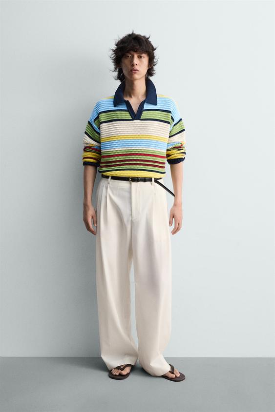 STRIPED JACQUARD KNIT POLO from Zara - $99.90