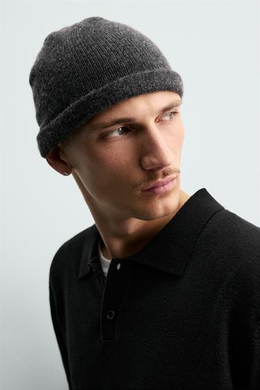 100% CASHMERE KNIT BEANIE - Grey marl by Zara - Image 2