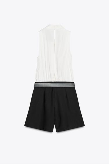 CONTRAST BELTED SHORTS JUMPSUIT - Black / White by Zara - Image 6