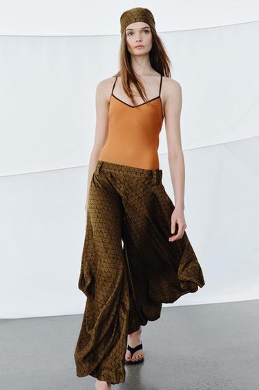PANTALON IMPRIMÉ DRAPÉ ZW COLLECTION - Marron de Zara - Image 3