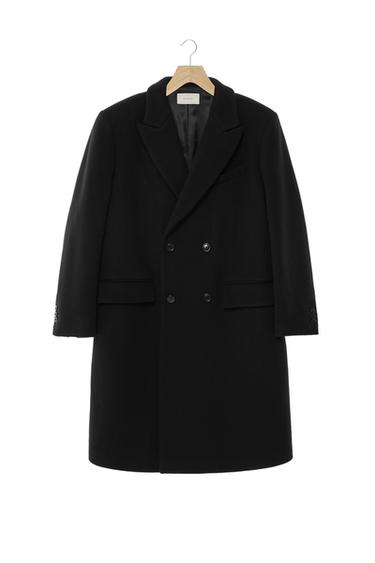 Zara DOUBLE BREASTED MANTECO WOOL BLEND COAT ® - Black