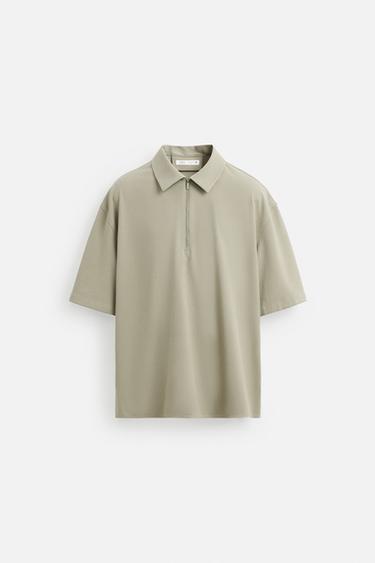TECHNICAL ZIP-UP POLO SHIRT - Apple green by Zara