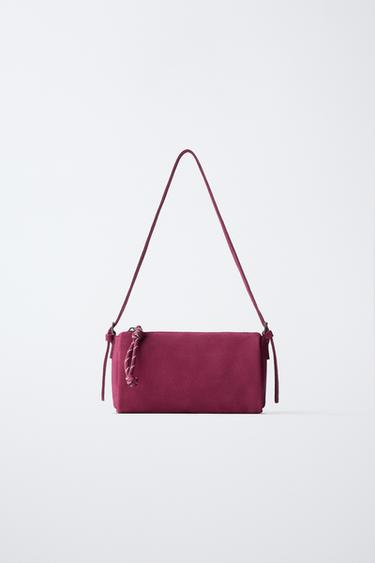 LEATHER SHOULDER BAG - Fuchsia by Zara