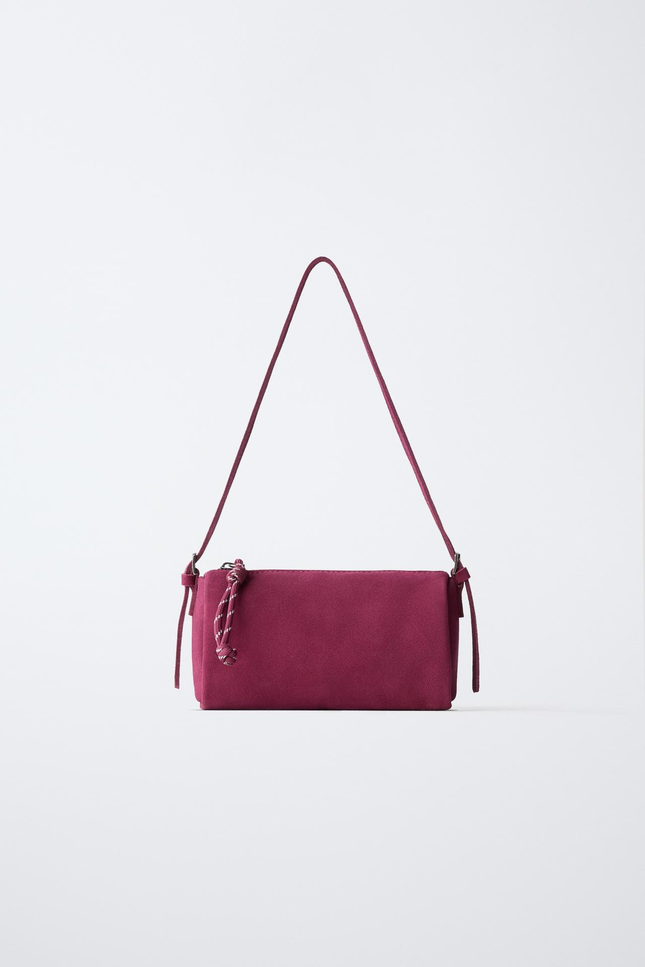 LEATHER SHOULDER BAG — Fuchsia