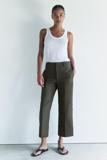 ЧИНОС ИЗ КОЛЛЕКЦИИ ZW С ОТВОРОТАМИ ПО НИЗУ — ХАКИ от Zara — изображение 0