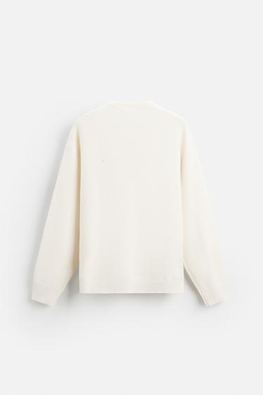 PULL EN MÉLANGE DE COTON - Blanc cassé de Zara - Image 6
