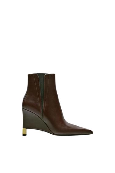 LEATHER WEDGE ANKLE BOOTS