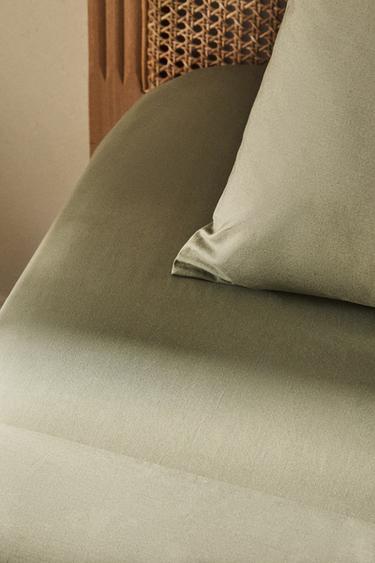 (200 THREAD COUNT) PERCALE FITTED SHEET | 30 CM HIGH - Green by Zara - Image 5