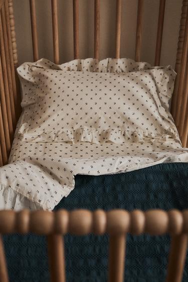 CHILDREN'S RUFFLED FLORAL PRINT DUVET COVER - Ecru by Zara