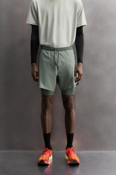 2-IN-1 TRAINING SHORTS - washed green by Zara