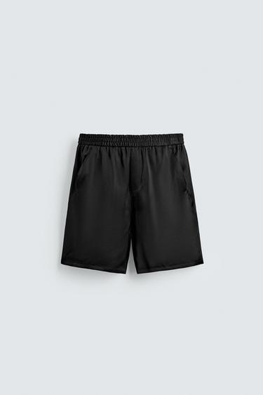 RELAXED FIT SATIN BERMUDA SHORTS - Black by Zara - Image 6