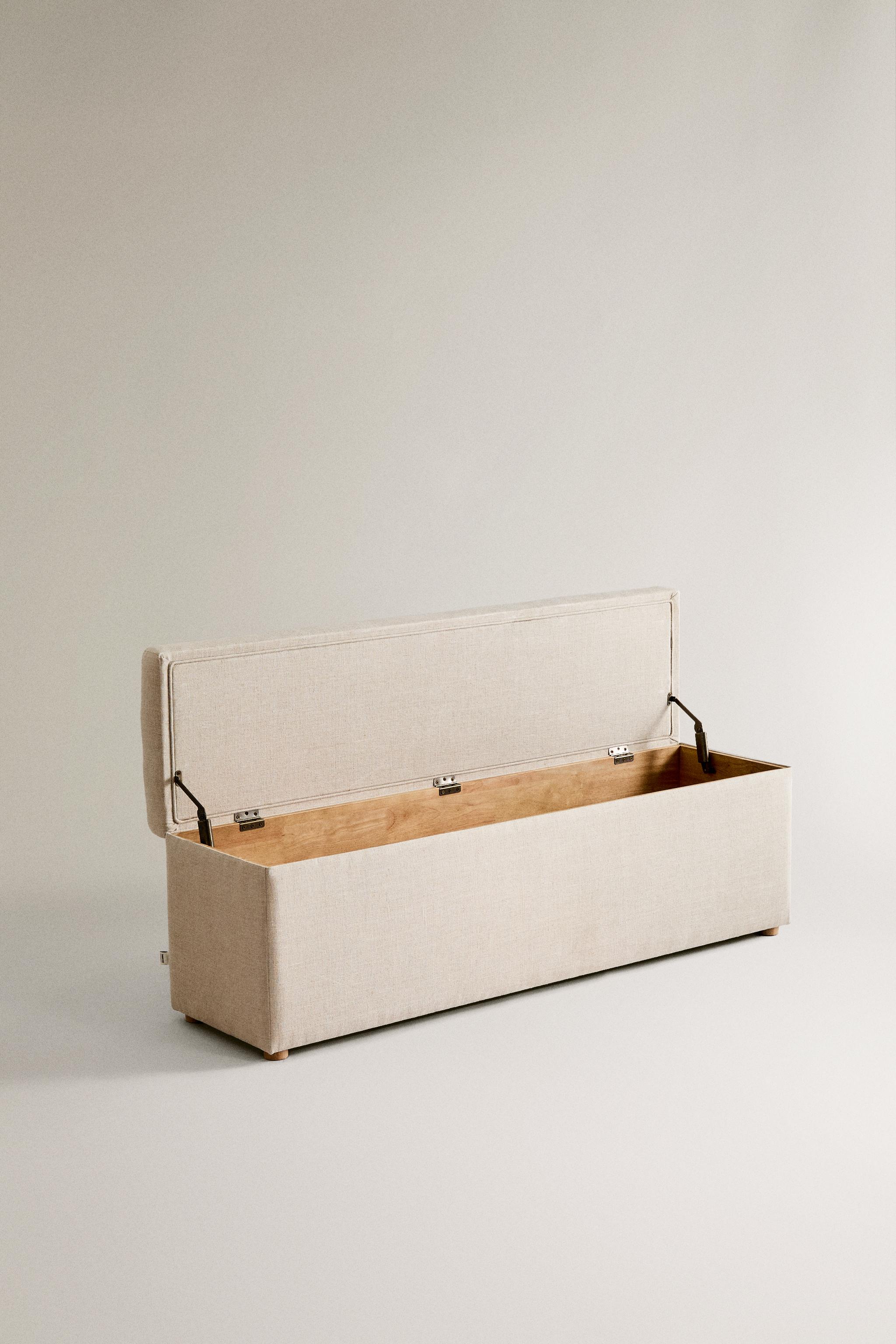 MEDIUM STORAGE BENCH — Light beige