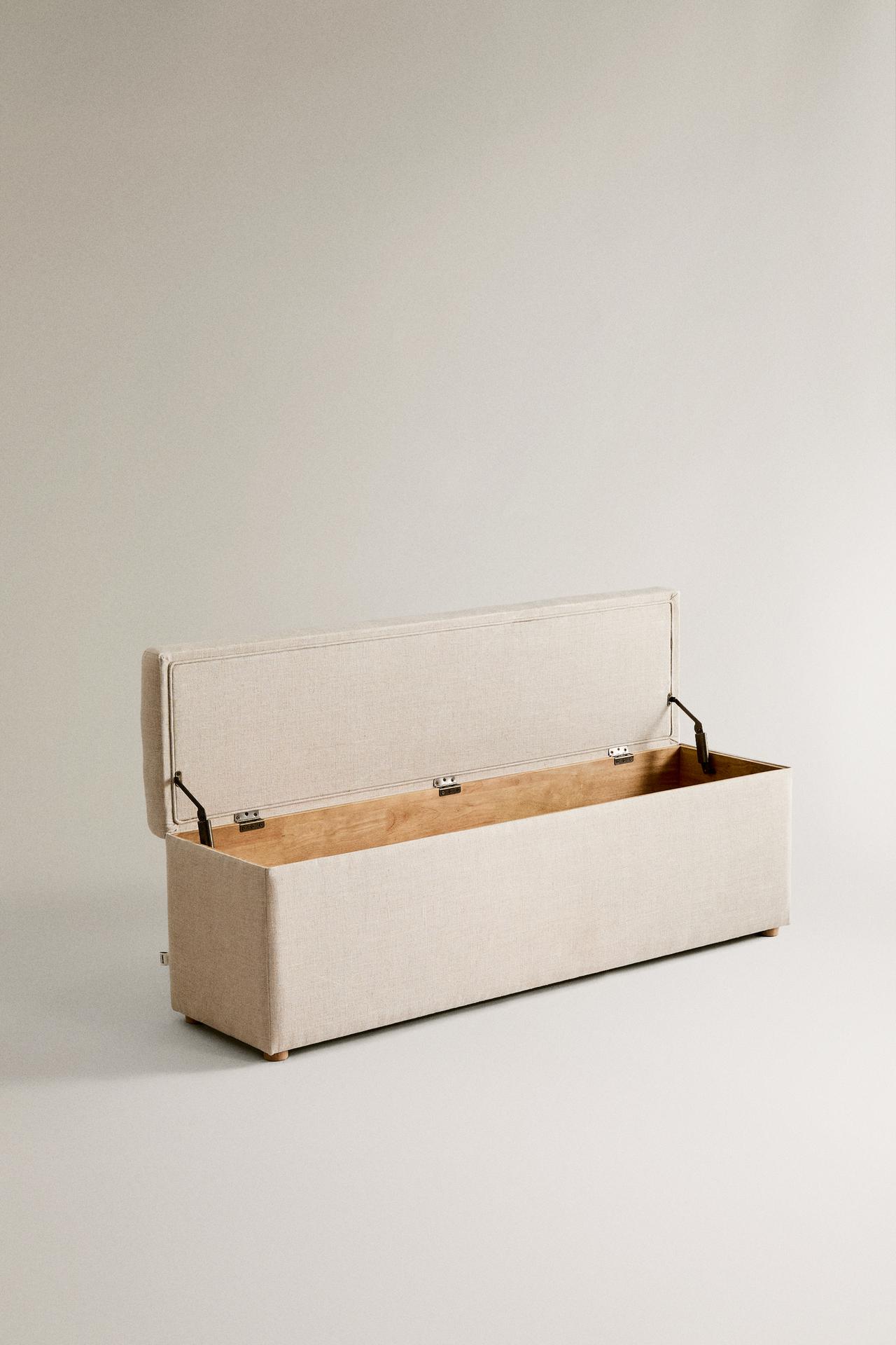 MEDIUM STORAGE BENCH — Light beige