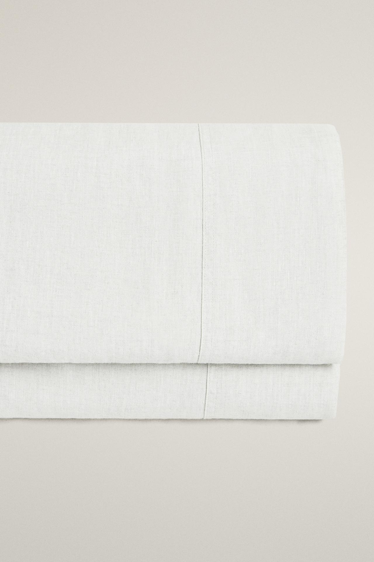 WASHED LINEN FLAT SHEET (160 GSM) — White