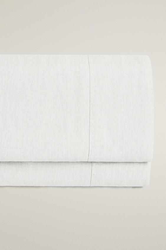 WASHED LINEN FLAT SHEET (160 GxM²) - White by Zara - Image 0