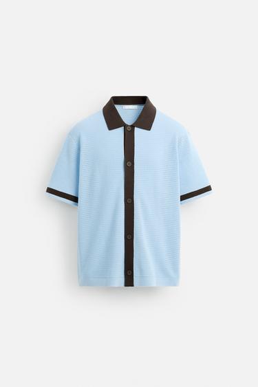 CONTRAST KNIT SHIRT - Light blue by Zara - Image 7