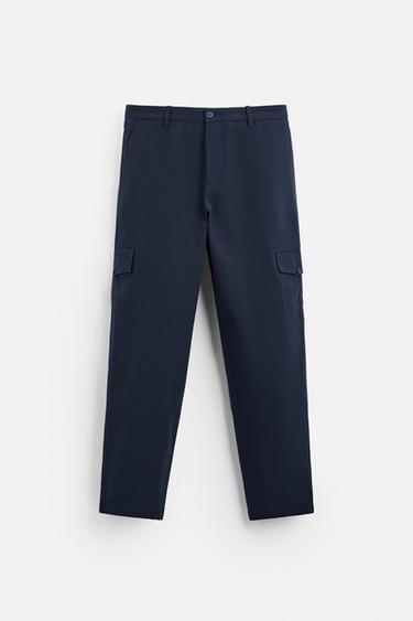 SLIM FIT CARGO TROUSERS - Blue by Zara